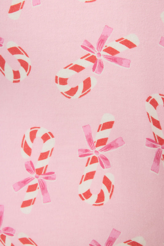 Sweeter Than Sugar 3-Piece Candy Cane Print Flannel PJ Set