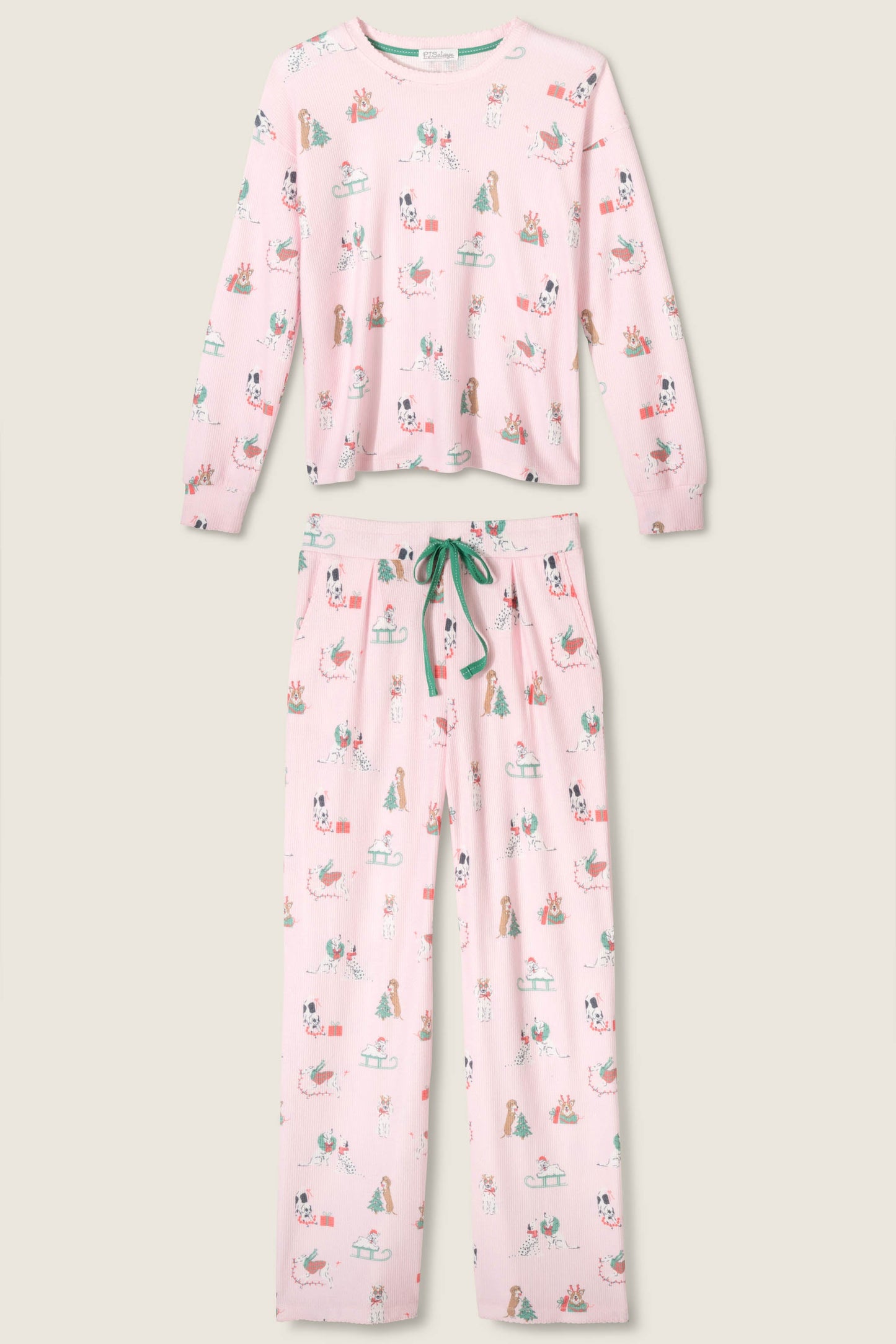 Peace & Pawlidays Dog Print Pants Set