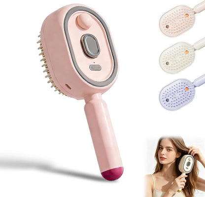 2026 New Electric Steam Brush, Electric Steam Brushs for Hair, Rechargeable Steam Hair Straightener with Water Spray, Detangling Steam Brush for Reduce Frizz, Nourishes Hairs (Pink)