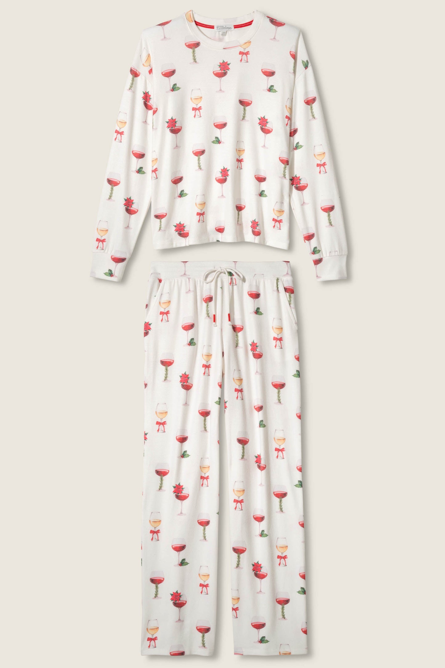Let's Get Toasty Holiday Wine Print Pants Set