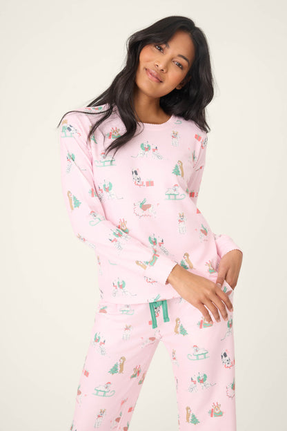 Peace & Pawlidays Dog Print Pants Set