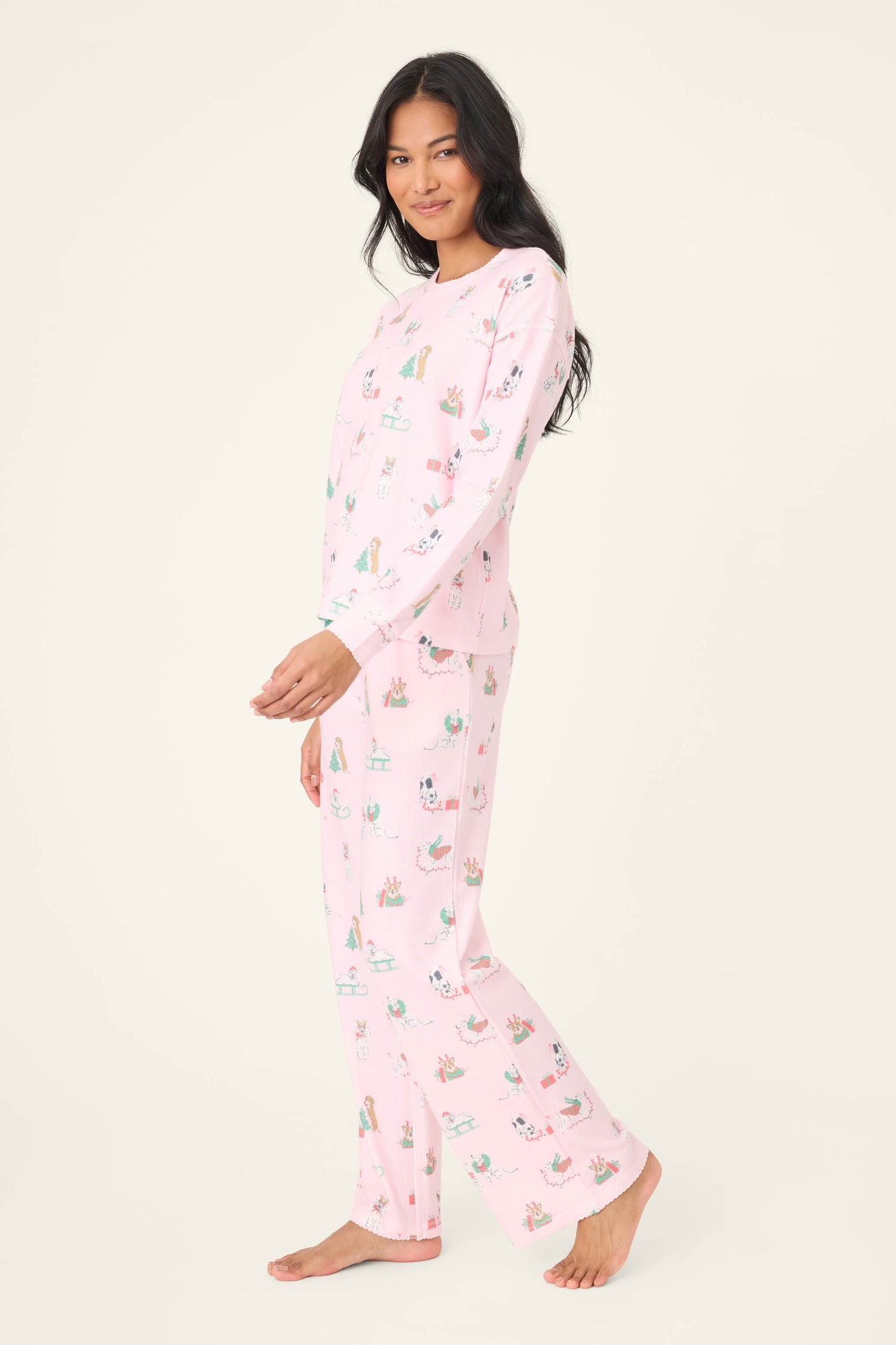 Peace & Pawlidays Dog Print Pants Set